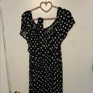 Lane Bryant Black and White Polka Dot Strapless Dress